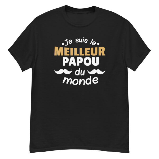 T-shirt classique homme Je suis le meilleur papou du monde