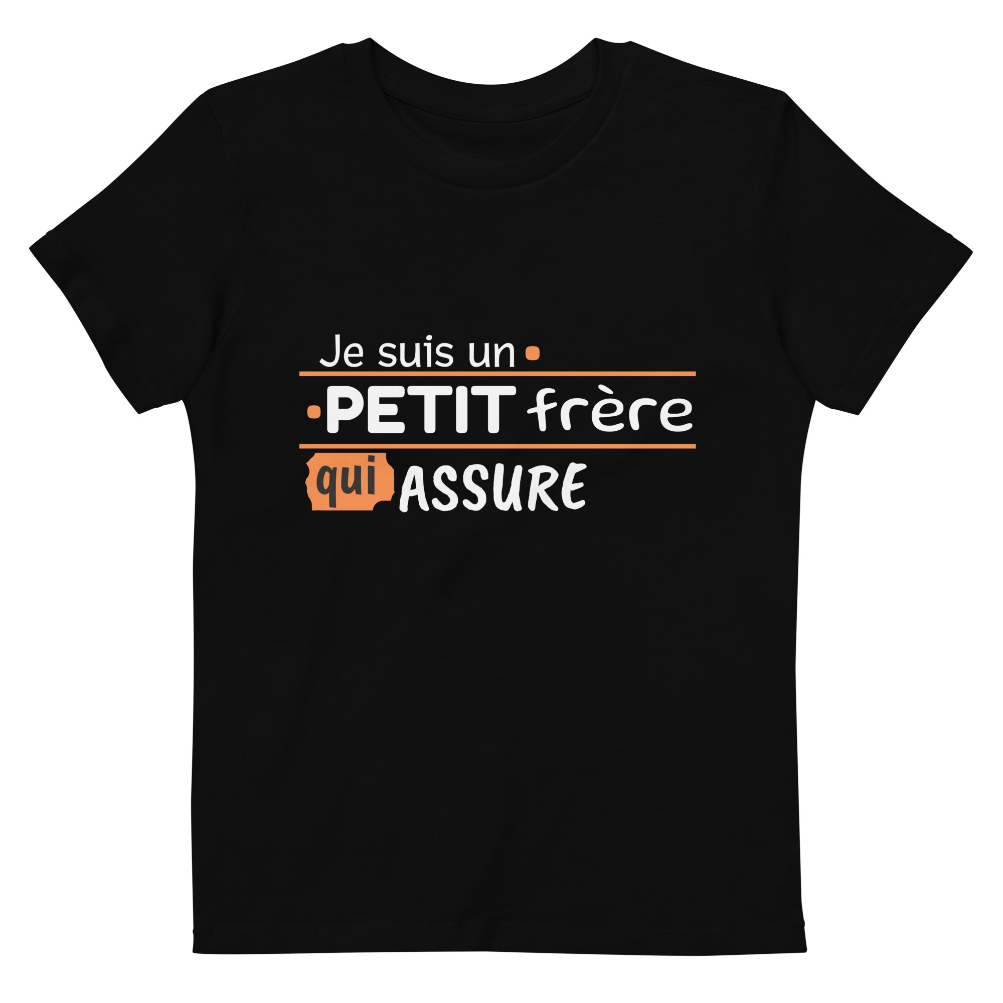 T-shirt en coton bio enfant Je suis un petit frère qui assure