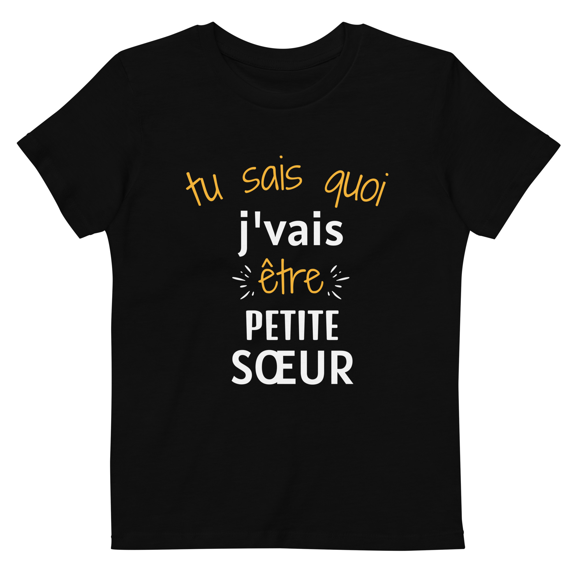 T-shirt en coton bio enfant Tu sais quoi j’vais être petite sœur