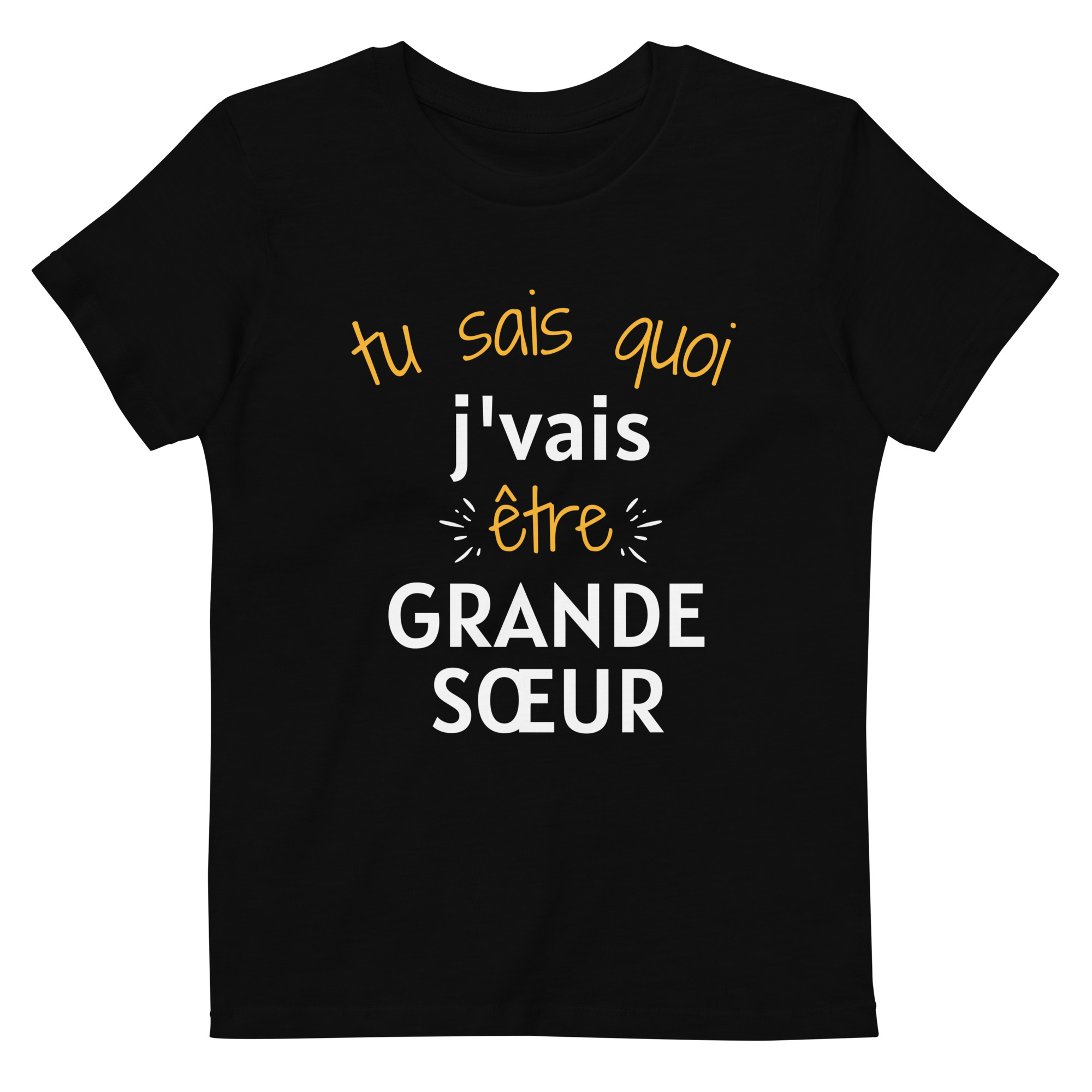 T-shirt en coton bio enfant Tu sais quoi j’vais être grande sœur