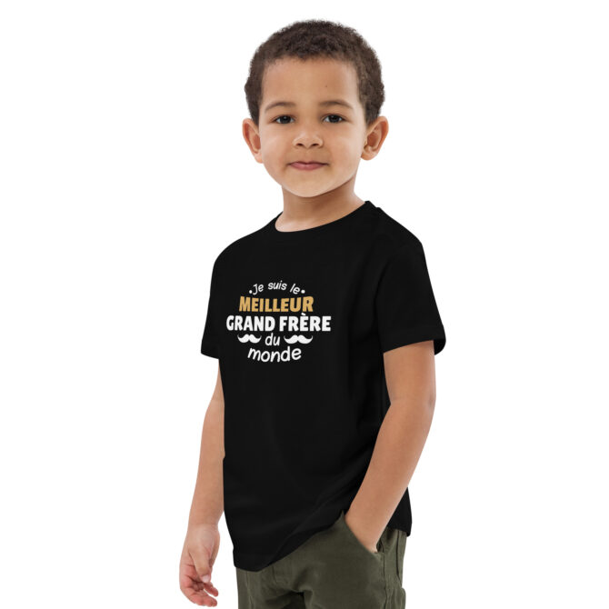T-shirt en coton bio enfant Je suis le meilleur grand frère du monde
