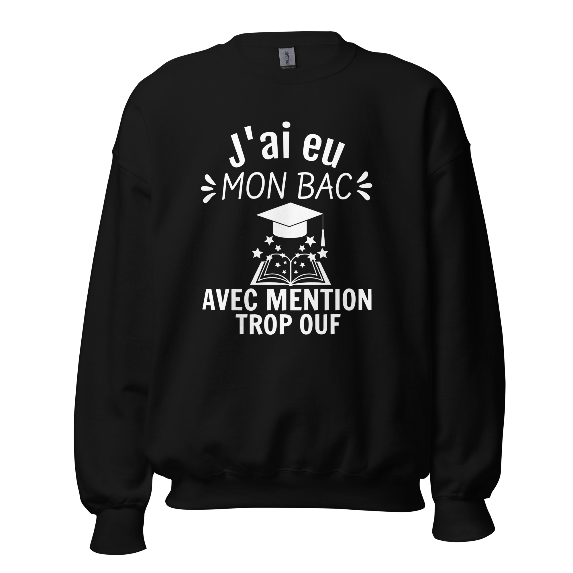 Sweat Unisexe à Col Rond J’ai eu mon bac avec mention trop ouf