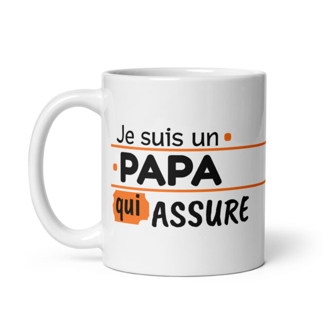 Mug Blanc Brillant Je suis un papa qui assure