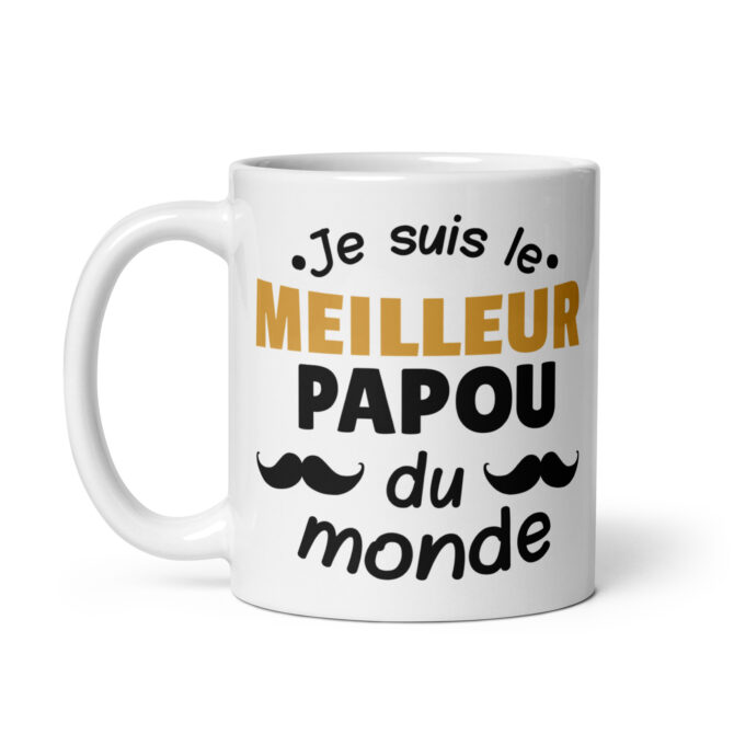 Mug Blanc Brillant Je suis le meilleur papou du monde