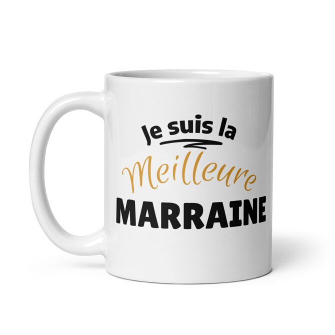 Mug Blanc Brillant  je suis la meilleure marraine