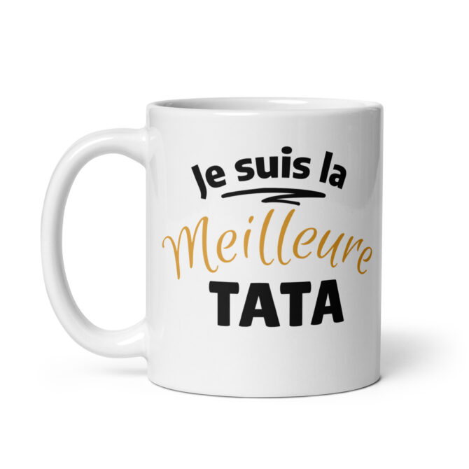 Mug Blanc Brillant  je suis la meilleure tata