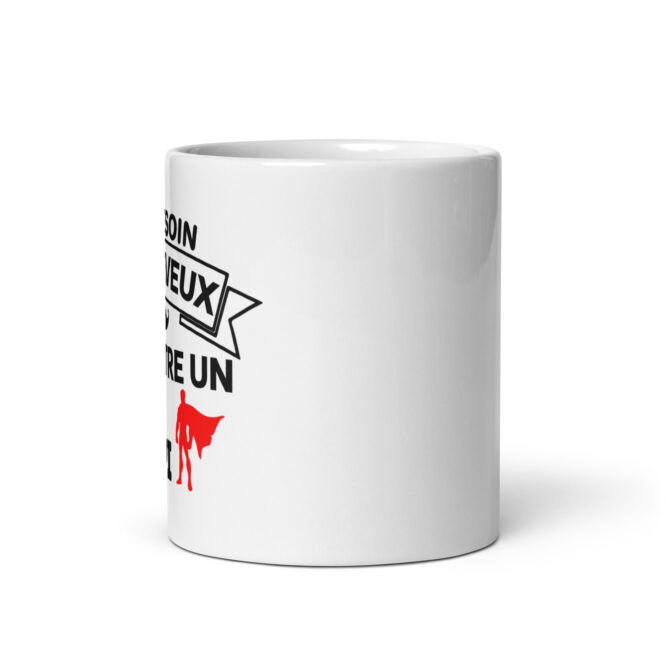Mug Blanc Brillant Pas besoin de cheveux pour être un super papi