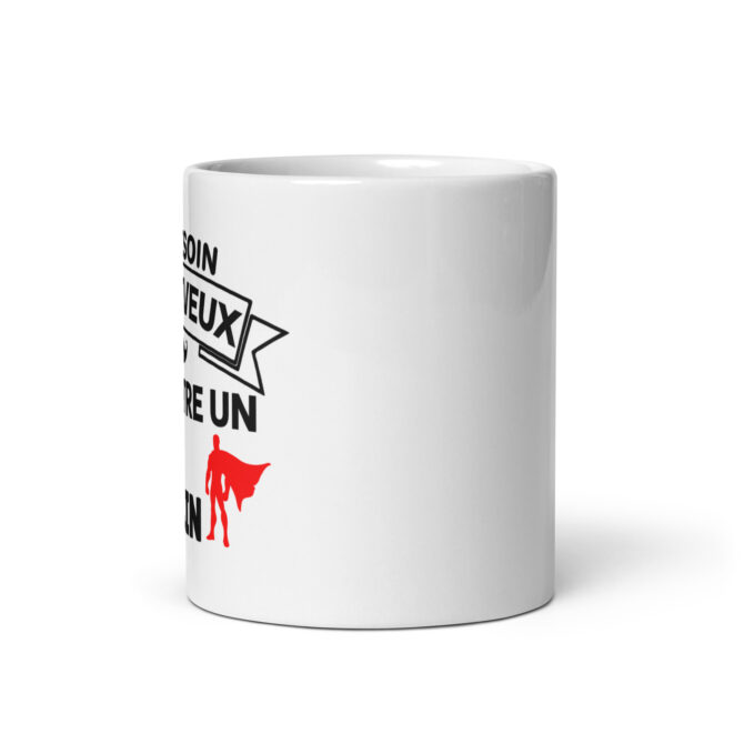 Mug Blanc Brillant Pas besoin de cheveux pour être un super parrain