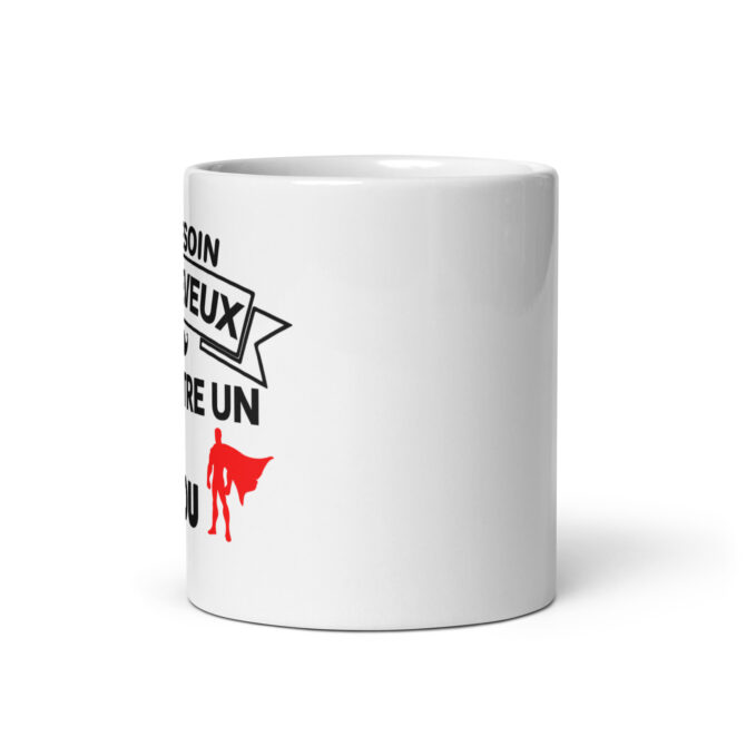 Mug Blanc Brillant Pas besoin de cheveux pour être un super papou