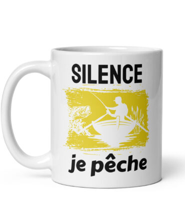 Mug Blanc Brillant Silence je pêche