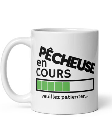 Mug Blanc Brillant Femme pêcheuse en cours veuillez patienter…