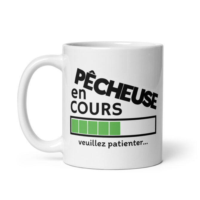Mug Blanc Brillant Femme pêcheuse en cours veuillez patienter…