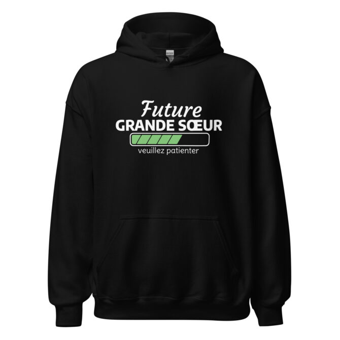 Sweat à capuche future grande sœur veuillez patienter