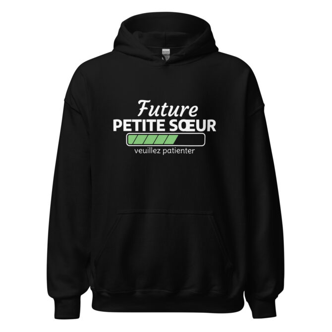 Sweat à capuche future petite sœur veuillez patienter