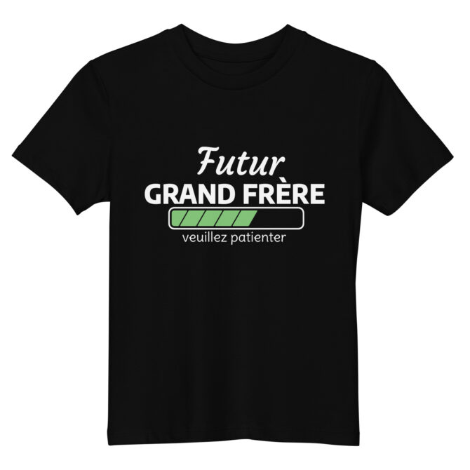 T-shirt en coton bio enfant futur grand frère veuillez patienter
