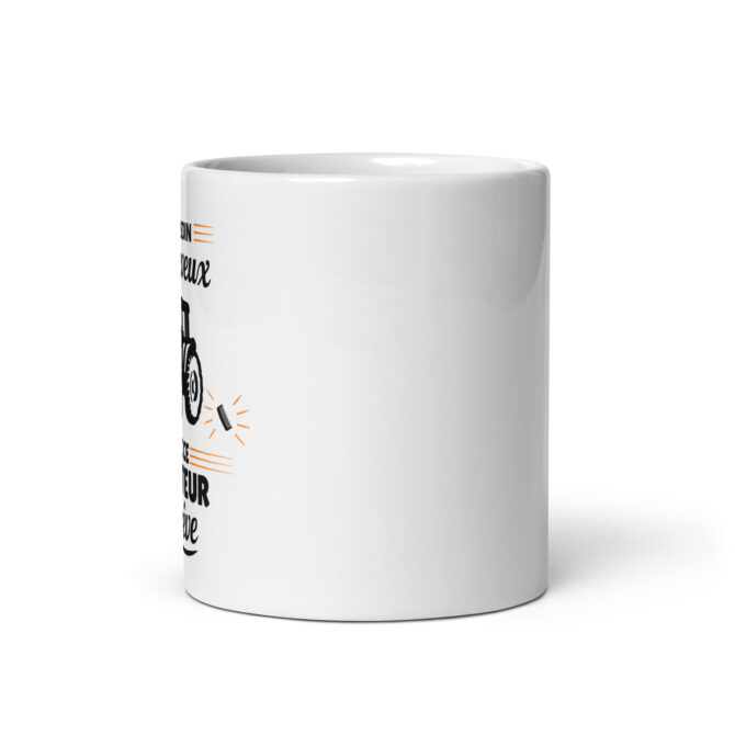 Mug Blanc Brillant Pas besoin de cheveux avec ce tracteur de rêve