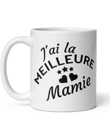 Mug Blanc Brillant J’ai la meilleure mamie
