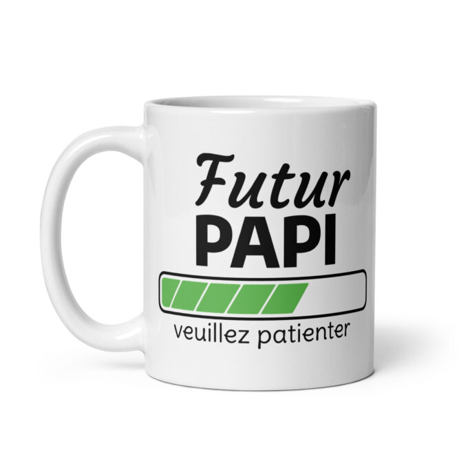 Mug Blanc Brillant Futur papi veuillez patienter...
