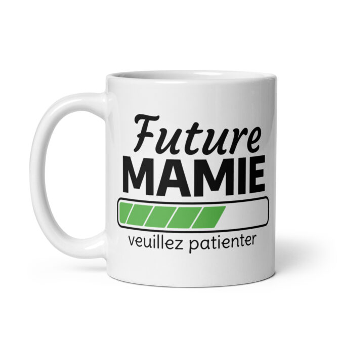 Mug Blanc Brillant Future mamie veuillez patienter...