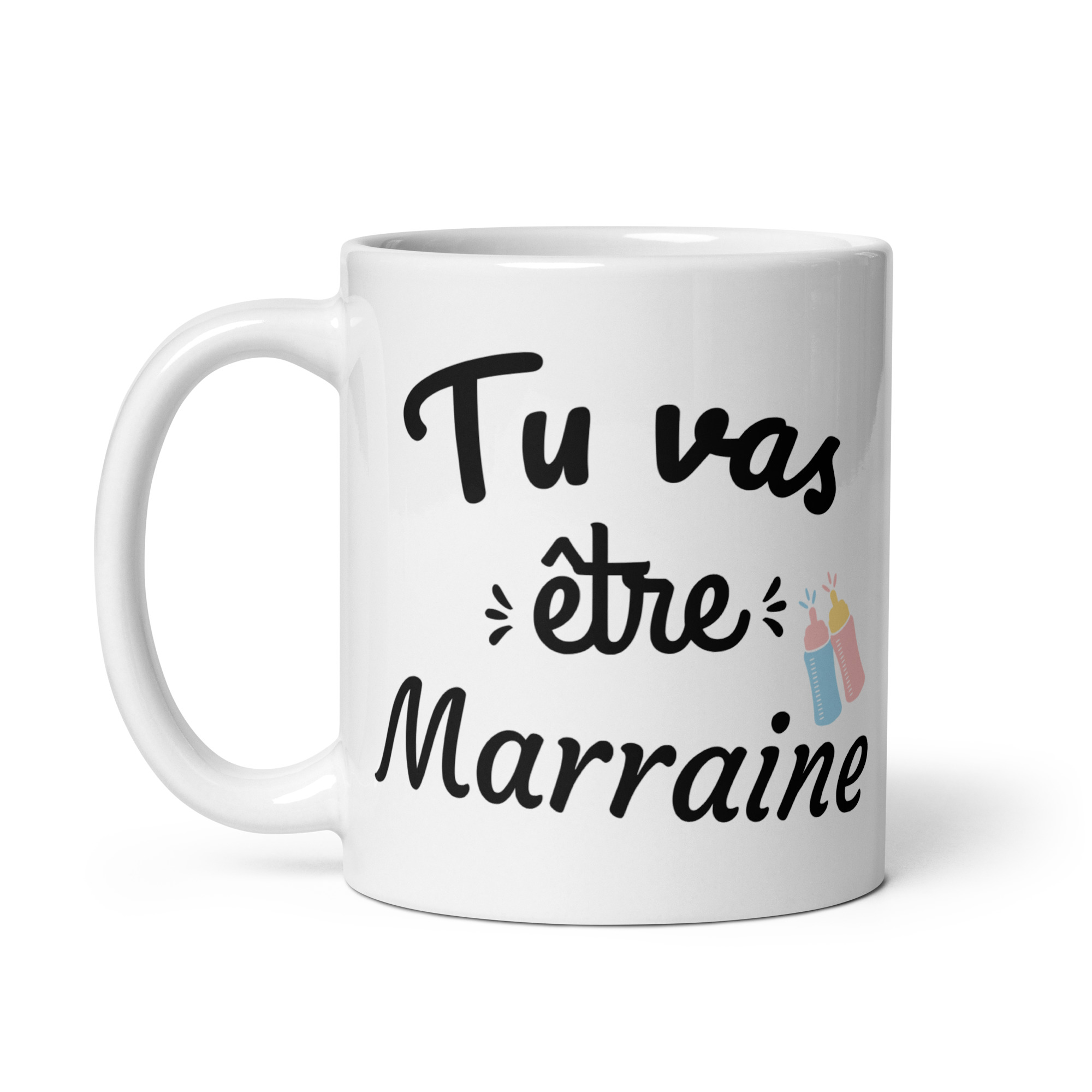 Mug Blanc Brillant Tu vas être marraine