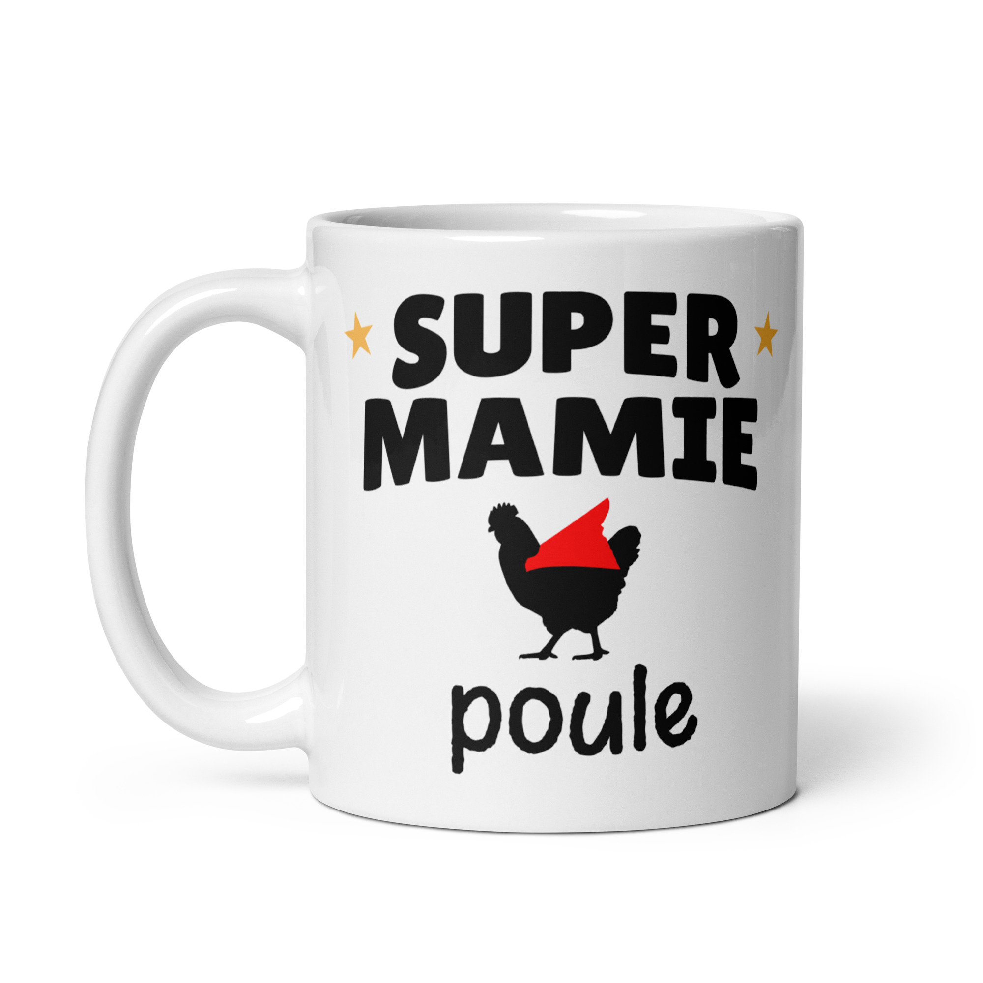 Mug Blanc Brillant Super mamie poule