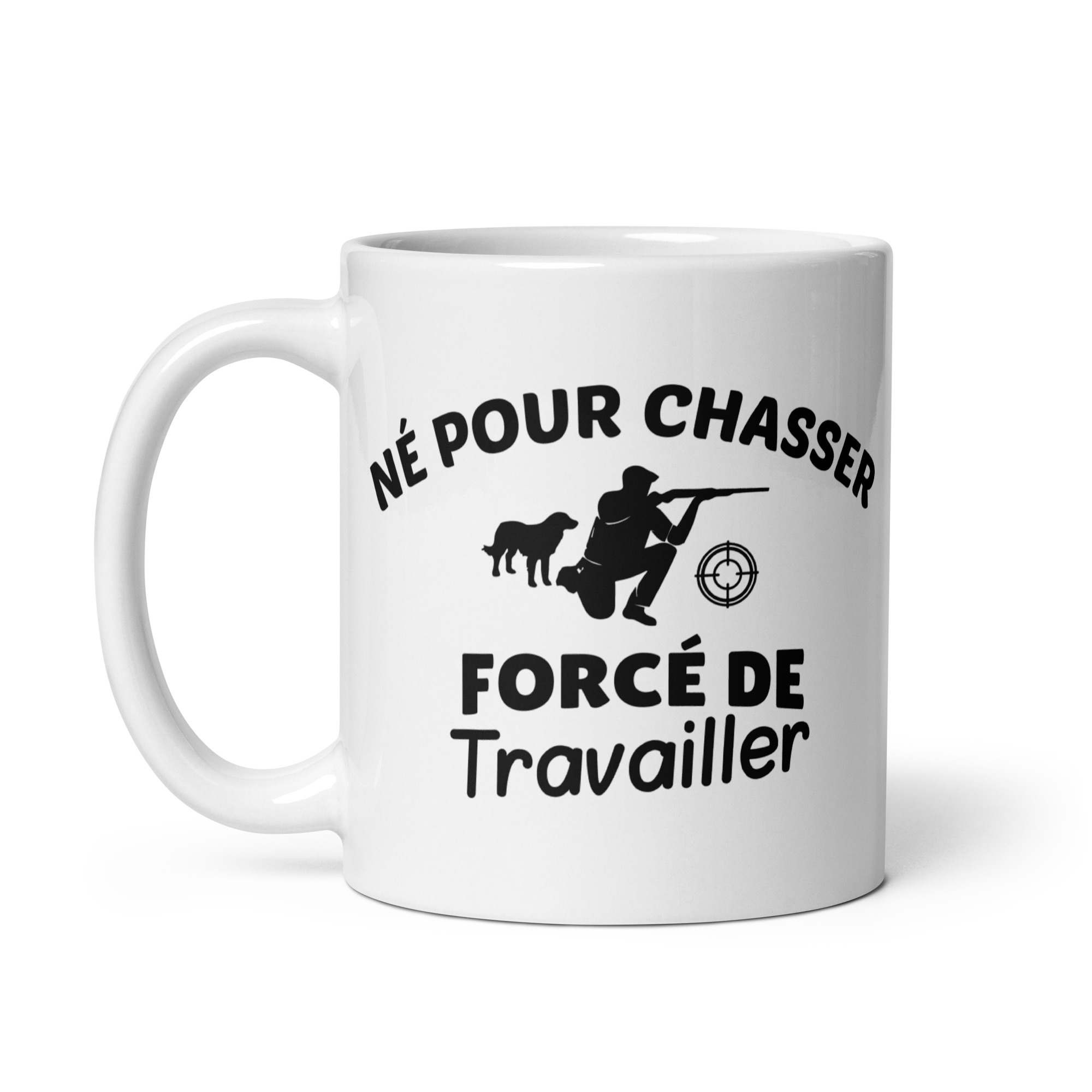 Mug Blanc Brillant Né pour chasser