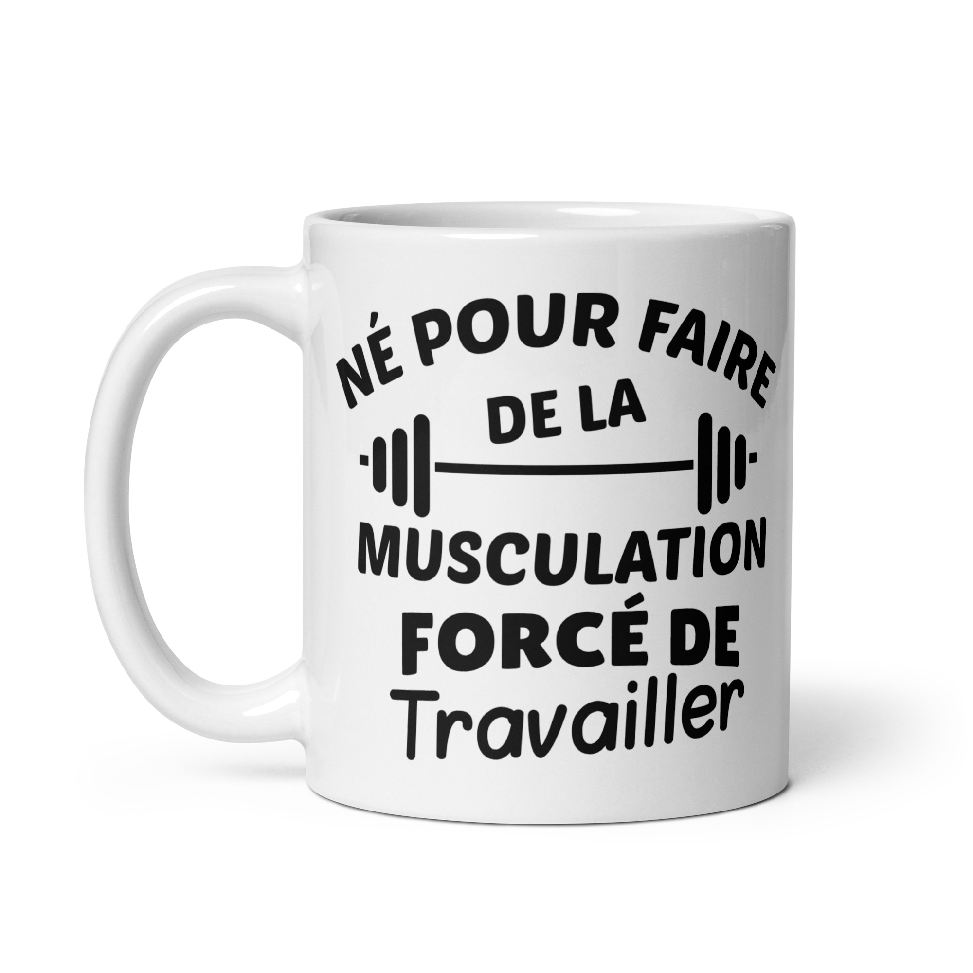 Mug Blanc Brillant Né pour faire de la musculation