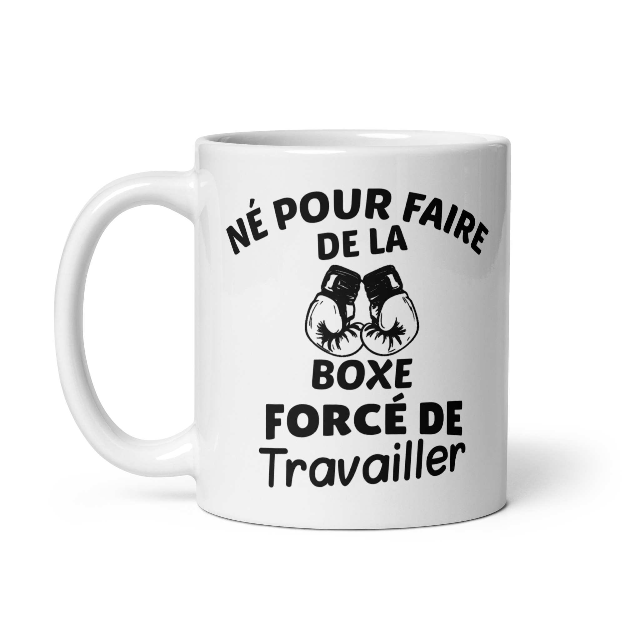 Mug Blanc Brillant Né pour faire de la boxe