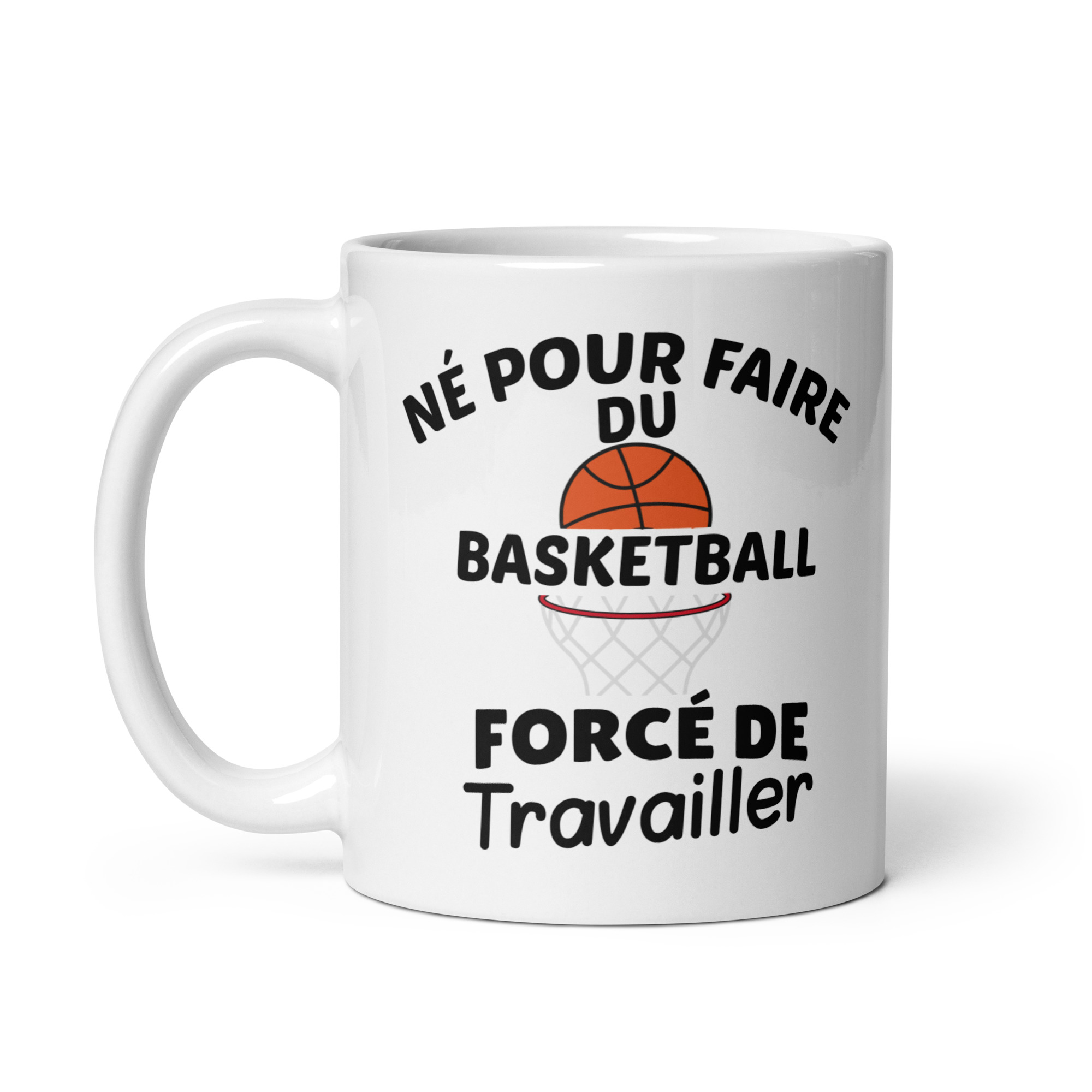 Mug Blanc Brillant Né pour faire du basketball