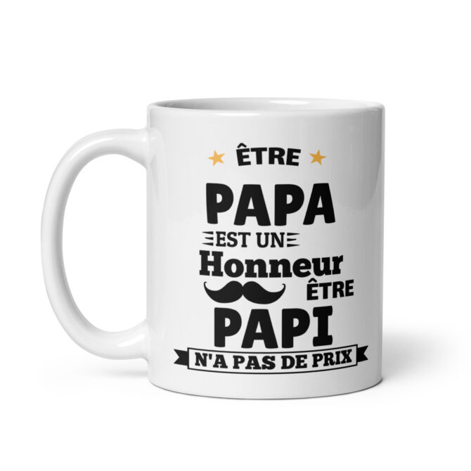 Mug Blanc Brillant Être papa est un honneur être papi n’a pas de prix